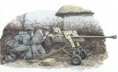 Dragon 6056 - 1/35 WWII Dt. 2,8cm Spzb41 At Gun & Crew - Eastern Front 43 - Neu