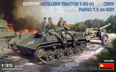 Miniart 35395 - 1/35 Deutscher Artillerieschlepper T-60 (r), Besatzung und PaK 40