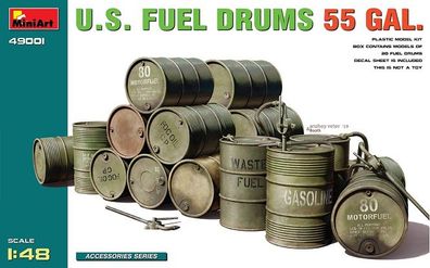 Miniart 49001 - 1/48 U.S. Fuel Drums 55 Gal. - Neu
