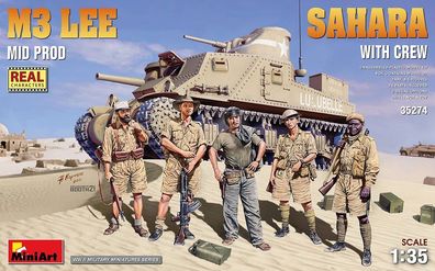 Miniart 35274 - 1:35 M3 Lee Mid Prod. Sahara w/ Crew - Neu