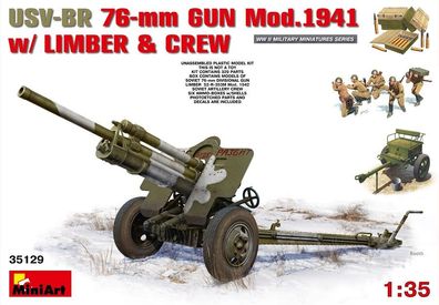 Miniart 35129 - 1/35 Usv-Br 76mm Gun Mod. 1941 With Limber & Crew - Neu
