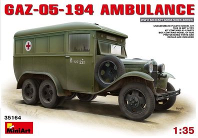 Miniart 35164 - 1/35 Gaz-05-194 Ambulance Truck - Neu