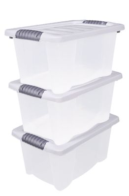 Stapelbox mit Deckel - 3er Set / 7 Liter - Aufbewahrungs Allzweck Box mit Griff