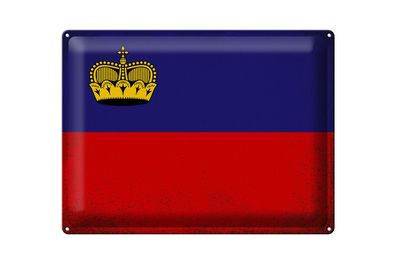 Blechschild Flagge Liechtenstein 40x30 cm Flag Vintage Deko Schild tin sign