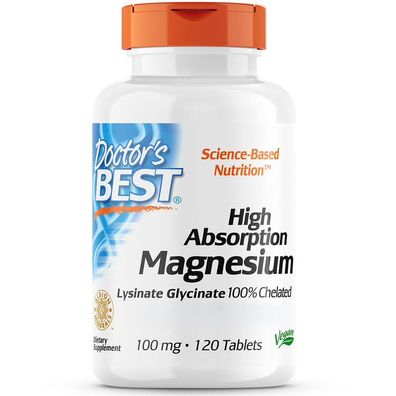 Doctor's Best, High Absorption Magnesium, 100% chelatiert, 120 vegane Tabletten