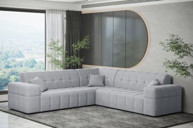 Ecksofa Designersofa NANCY in Stoff Neve Hellgrau Seite Universal