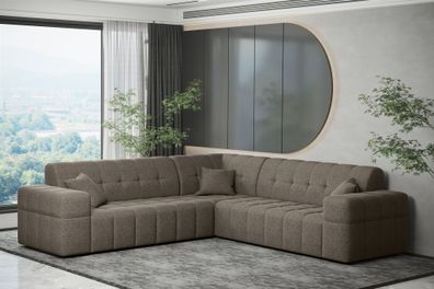 Ecksofa Designersofa NANCY in Stoff Neve Taupe Seite Universal