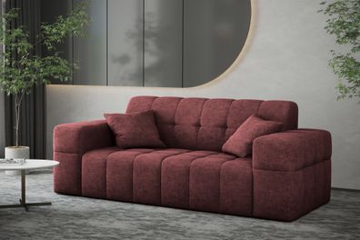 Sofa Designersofa NANCY 2-Sitzer in Stoff Perfekt Harmony Bordeauxrot
