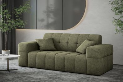 Sofa Designersofa NANCY 2-Sitzer in Stoff Perfekt Harmony Olivgrün