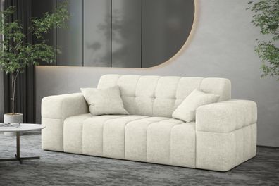 Sofa Designersofa NANCY 2-Sitzer in Stoff Perfekt Harmony Pearl