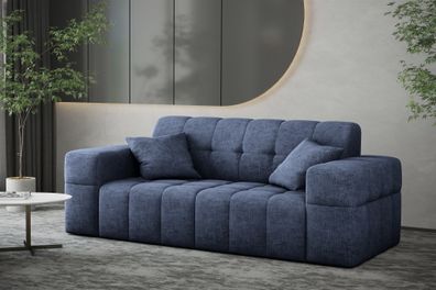Sofa Designersofa NANCY 2-Sitzer in Stoff Perfekt Harmony Marineblau