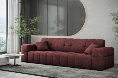 Sofa Designersofa NANCY 3-Sitzer in Stoff Perfekt Harmony Bordeauxrot