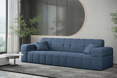 Sofa Designersofa NANCY 3-Sitzer in Stoff Neve Blau