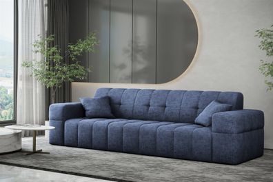Sofa Designersofa NANCY 3-Sitzer in Stoff Perfekt Harmony Marineblau
