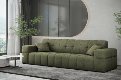 Sofa Designersofa NANCY 3-Sitzer in Stoff Perfekt Harmony Olivgrün