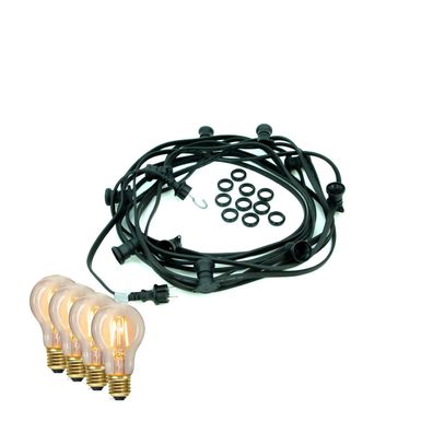 ILLU-Lichterkette BLACKY 50m 50 x warmweiße EDISON LED Filamentlampen Satisfire