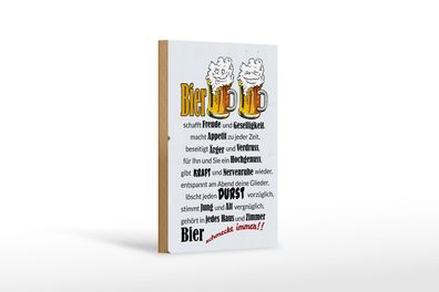 Holzschild Alkohol 12x18 cm Bier schmeckt immer Freude Deko Schild