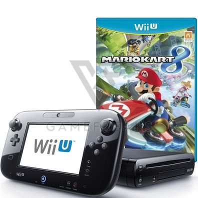 Nintendo Wii U Konsole Schwarz, Mario Kart 8 Spiel, GamePad, Alle Kabel