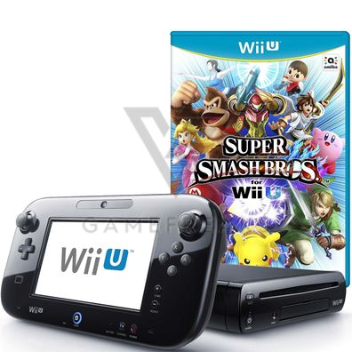 Nintendo Wii U Konsole Schwarz, Super Smash Bros. Wii U Spiel, GamePad, Alle Kabel