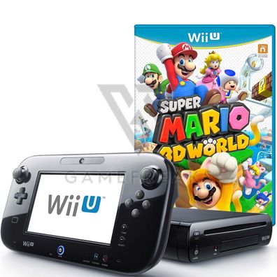 Nintendo Wii U Konsole Schwarz, Super Mario 3D World Spiel, GamePad, Alle Kabel