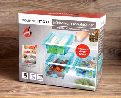 3x Klemm-Schublade für Kühlschrank Aufbewarung Gourmetmaxx Hellblau NEU