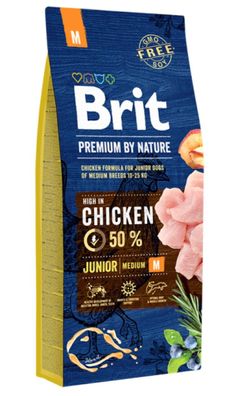Brit Premium by Nature Junior M Chicken 15kg. Trockenfutter