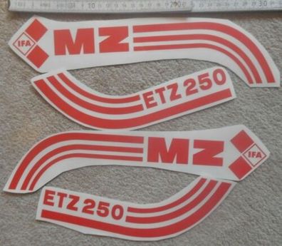 ETZ 250, MZ, Aufkleber, Aufklebersatz, Rot, Tank, Seitendeckel, Oldtimer
