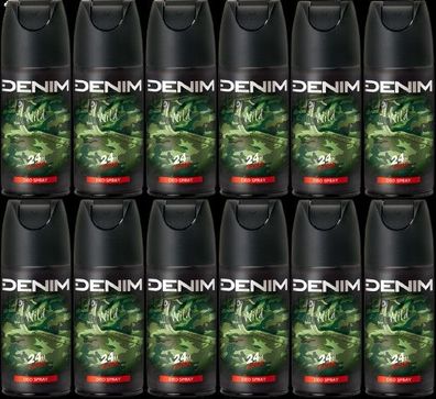 Denim Wild Deodorant Spray 24h Action 12 x 150ml Deo