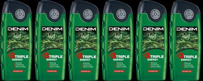 DENIM Wild * 3Triple Energy Duschgel / Showergel 6 x 250ml New