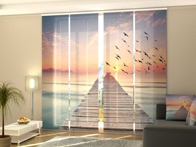 Foto-Schiebegardine Sonnenaufgang am Meer, Flächenvorhang mit Motiv, auf Maß
