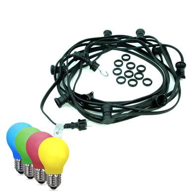 ILLU-Lichterkette BLACKY 50m 50 x E27 IP44 bunte LED Tropfenlampen Satisfire