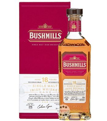 Bushmills 16 Jahre Single Malt Irish Whiskey (40 % vol, 0,7 Liter) (40 % vol, hide)