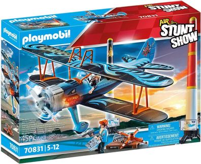 Playmobil Air Stuntshow 70831 Doppeldecker Phönix, Spielzeug-Flugzeug mit Motorger...