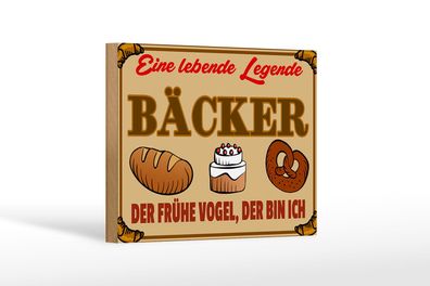 Holzschild Essen 18x12cm Lebende Legende Bäcker Brot Deko Schild
