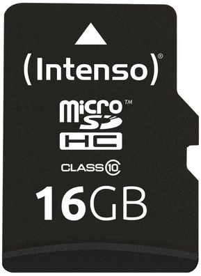 Intenso 16GB MicroSDHC Speicherkarte inkl. SD-Adapter Black Neuware DE Händler
