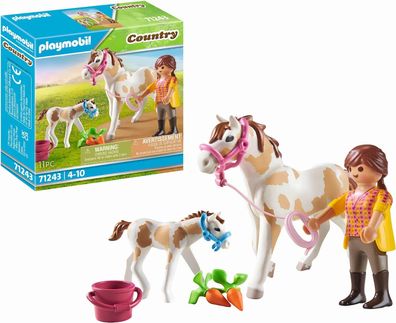 Playmobil Country 71243 Pferd mit Fohlen, Tiere für den Reiterhof, Spielzeug für ...