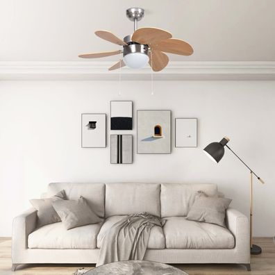 Deckenventilator mit Lampe 76 cm Hellbraun