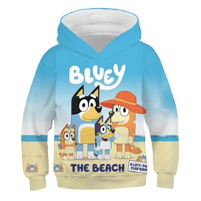 Junge Bluey Pullover Cartoon Merch Bingo Bandit Chilli Hoody 3D Druck Sweatshirt