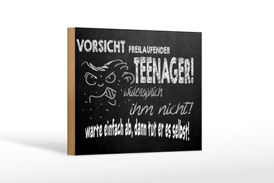 Holzschild Spruch 18x12cm Vorsicht freilaufender Teenager Deko Schild