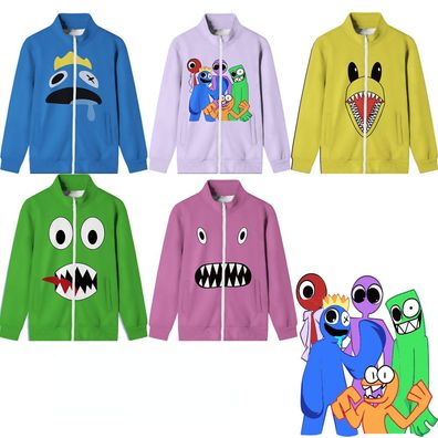 3D Roblox Rainbow Friends Hoody Sweatshirt Reißverschluss Stehkragen Monster Cardigan