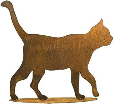 Rostige Gartendeko - Edelrost Tier: Große Katze auf Platte - Höhe 50cm - Rost ...
