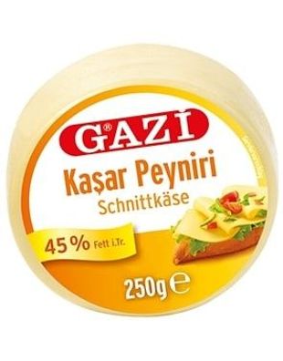 Gazi Kashkaval 2x 250g rund 45% Fett i. Tr. halbfester Schnitt-Käse Kasar Peyniri