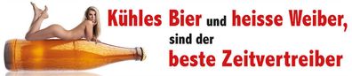 Kühles Bier und heisse Weiber, Straßenschild - Magnet, Blech 16 x 3,5 cm, STR-M 041