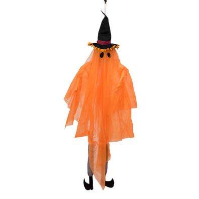 Geist mit Hexenhut - 150cm Halloween Figur, farbig leuchtender Kopf, zum Hängen