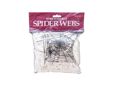 Spinnennetz synthetisch, weiss, 100g Packung 2 Kunststoffspinnen - Spinnweben