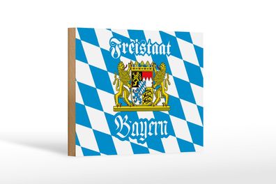 Holzschild Bayern 18x12cm Freistaat Bayern Wappen Holz Deko Schild
