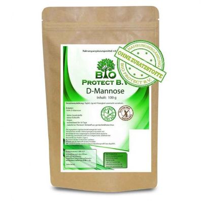 D-Mannose Premium Pulver 100 Gramm Bio Protect ohne Zusatzstoffe, vegan, rein und hoc