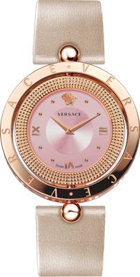 Versace VE7900420 Eon roségold pink beige Leder Armband Uhr Damen NEU