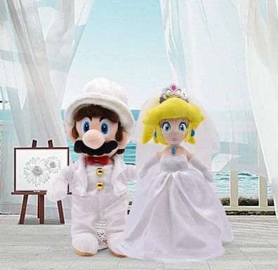 2 Super Mario Hochzeit Wedding peach Kuscheltiere Stofftiere Anime Plüsch Figur set