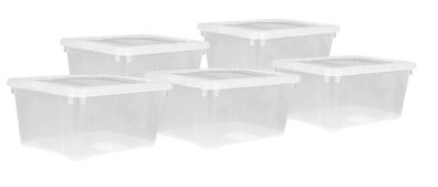 Klarsichtbox transparent m. Deckel 4,5 L - 5er Set - Aufbewahrungs Allzweck Box